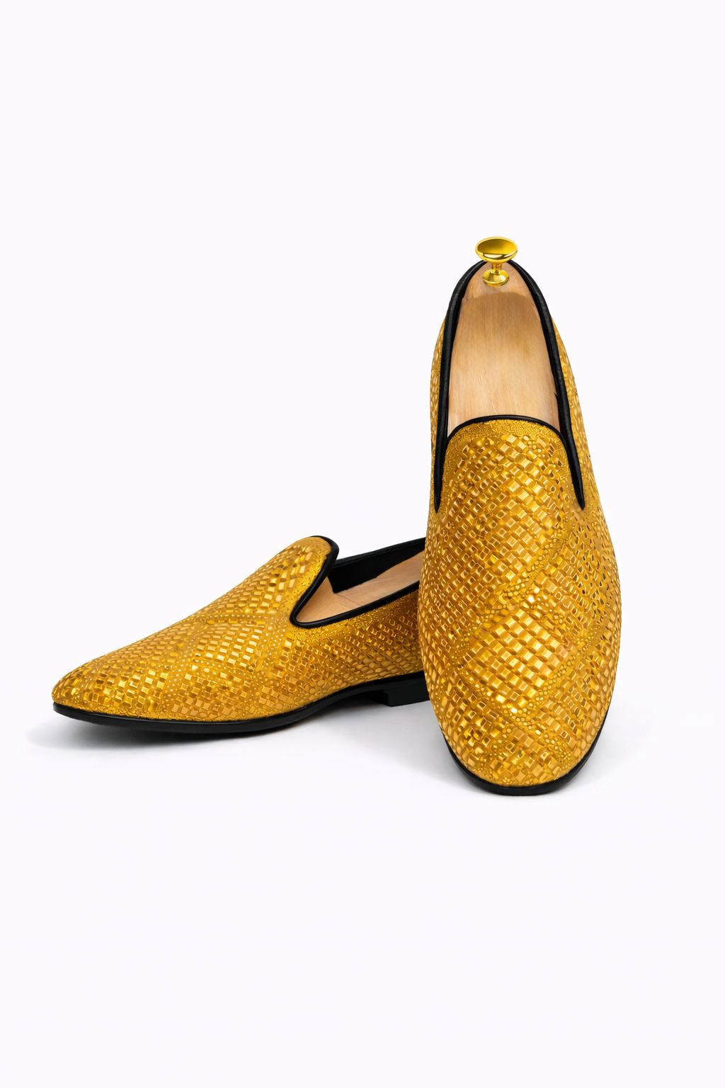 Classense Gold Textured Loafers