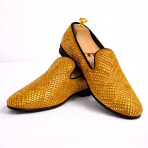 Classense Gold Textured Loafers - Image 2