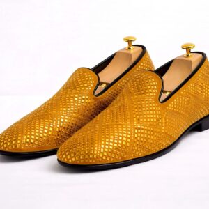 Classense Gold Textured Loafers - Image 5