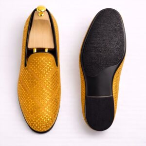 Classense Gold Textured Loafers - Image 6