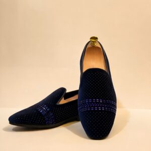 Classense Navy Blue Embellished Loafers - Image 1