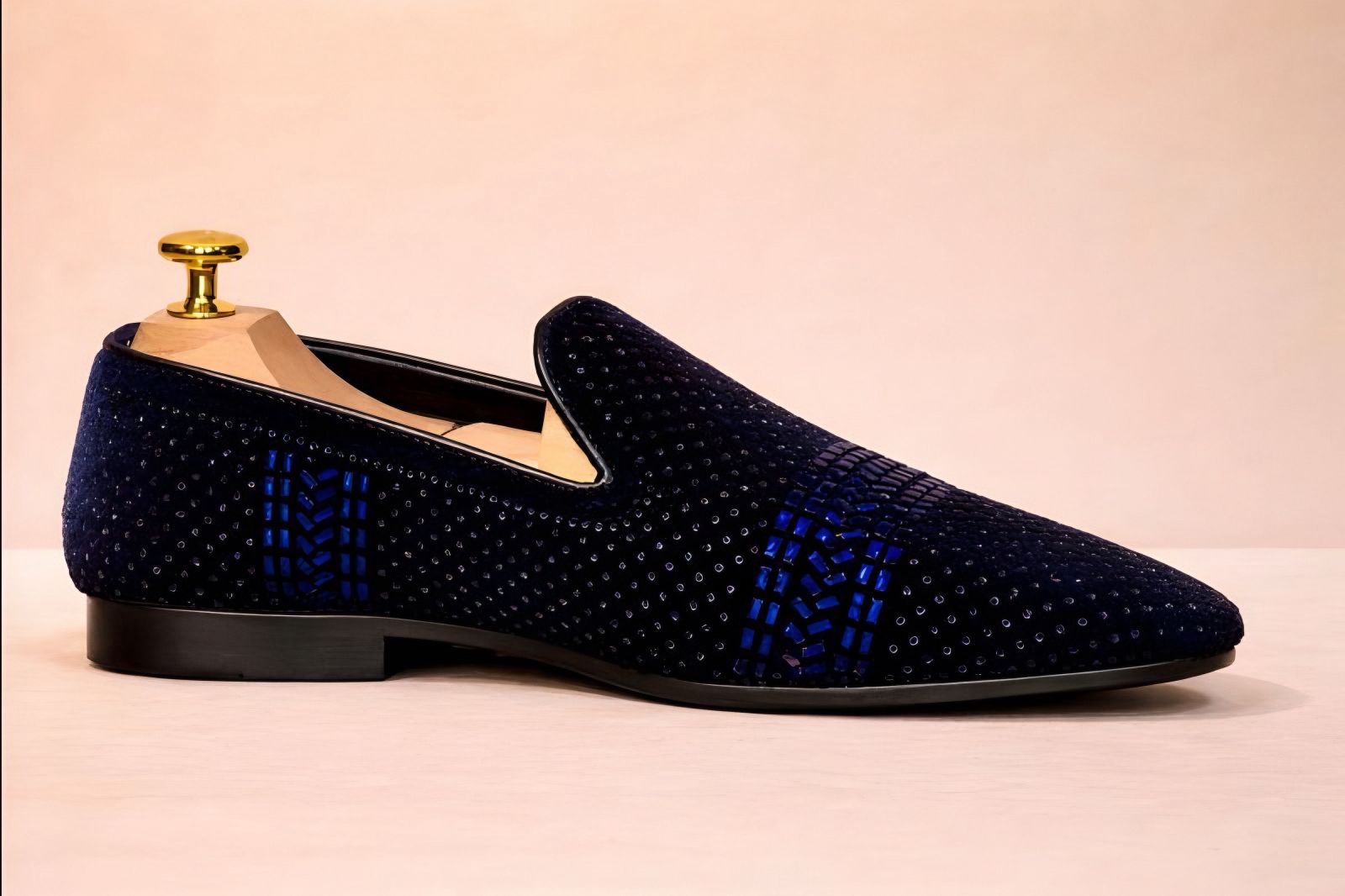 Classense Navy Blue Embellished Loafers - Image 4