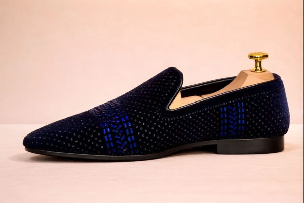 Classense Navy Blue Embellished Loafers