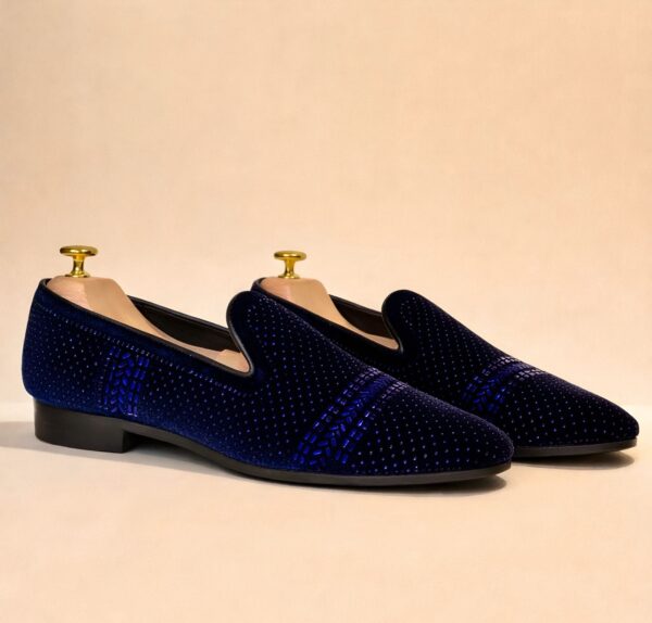 Classense Navy Blue Embellished Loafers