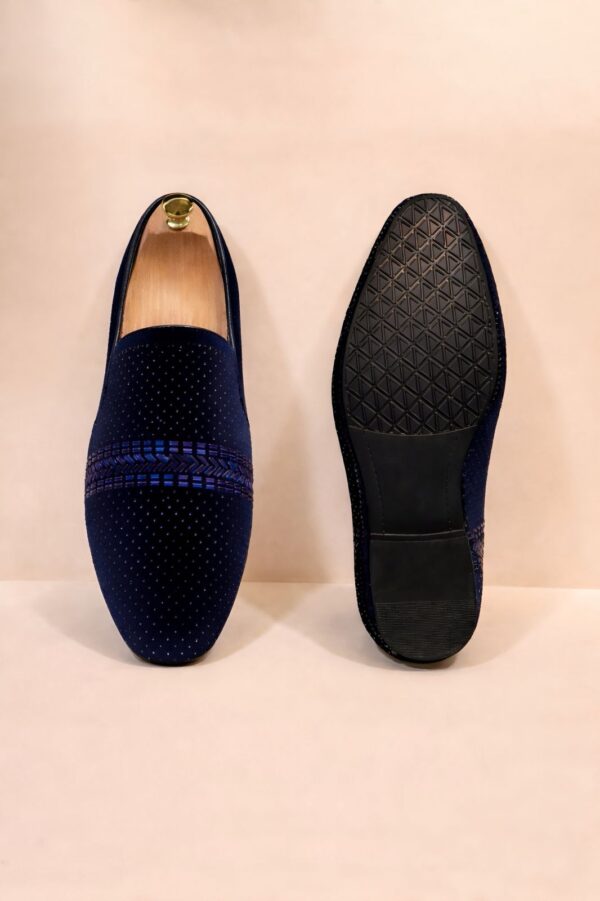 Classense Navy Blue Embellished Loafers